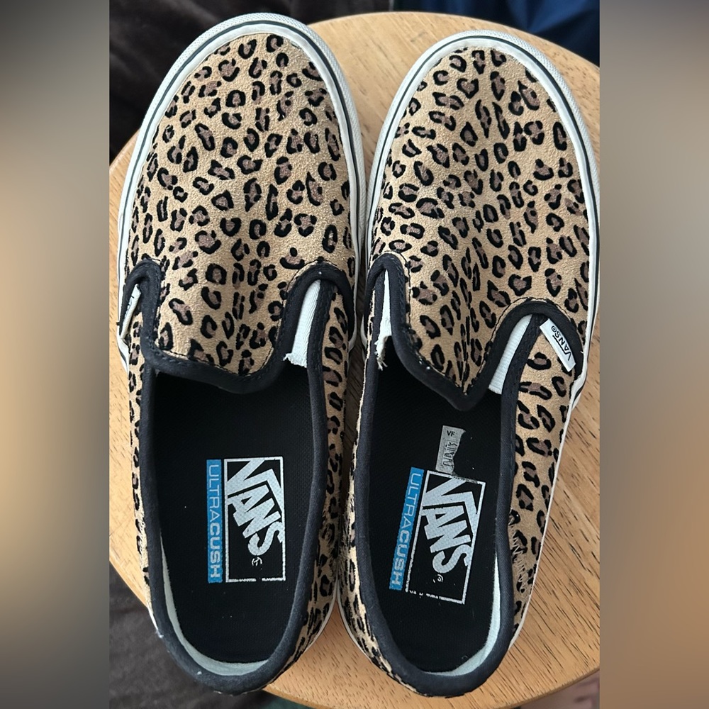 Vans cheetah print slip ons